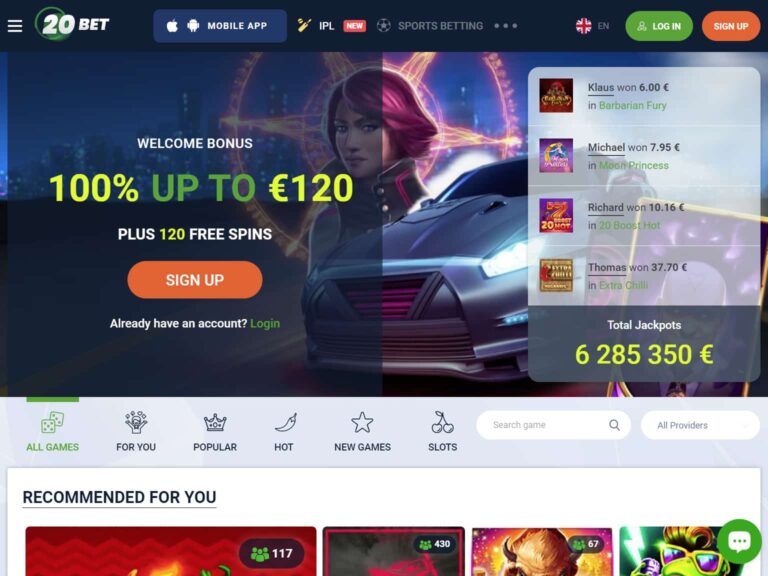 20Bet Casino läbivaatamine – boonus, sooduskood ja tasuta keerutused Eestis